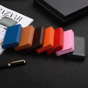 1pc PU Leather Business Card Holder With Magnetic Buckle Slim Pocket Name Card Holder Large Capacity Portable Credit Card Case