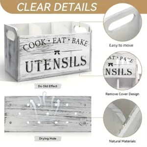 Wooden Storage Rack For Baking Utensils Move Around Countertops With Ease For Kitchen Hopsticks Spoon Storage Box Widely Used