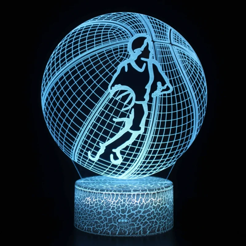 Basketball Night Light for Kids 3D LED Illusion Lamp Remote Control Brightness Adjustment Gifts for Girls Boys Room Decoration