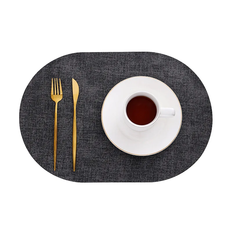 1/4/6pcs Decoration Oval Gift Placemats Heat Resistant Thick Faux Leather Non-Slip Table Mats Pad for Kitchen Coffee Dining Room