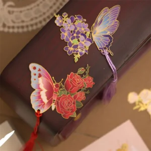 2024 Cute Butterfly Metal Bookmark Colorful Bronzing Bookmark With Chain Gifts For Book Lovers Readers Writers Friends Adults